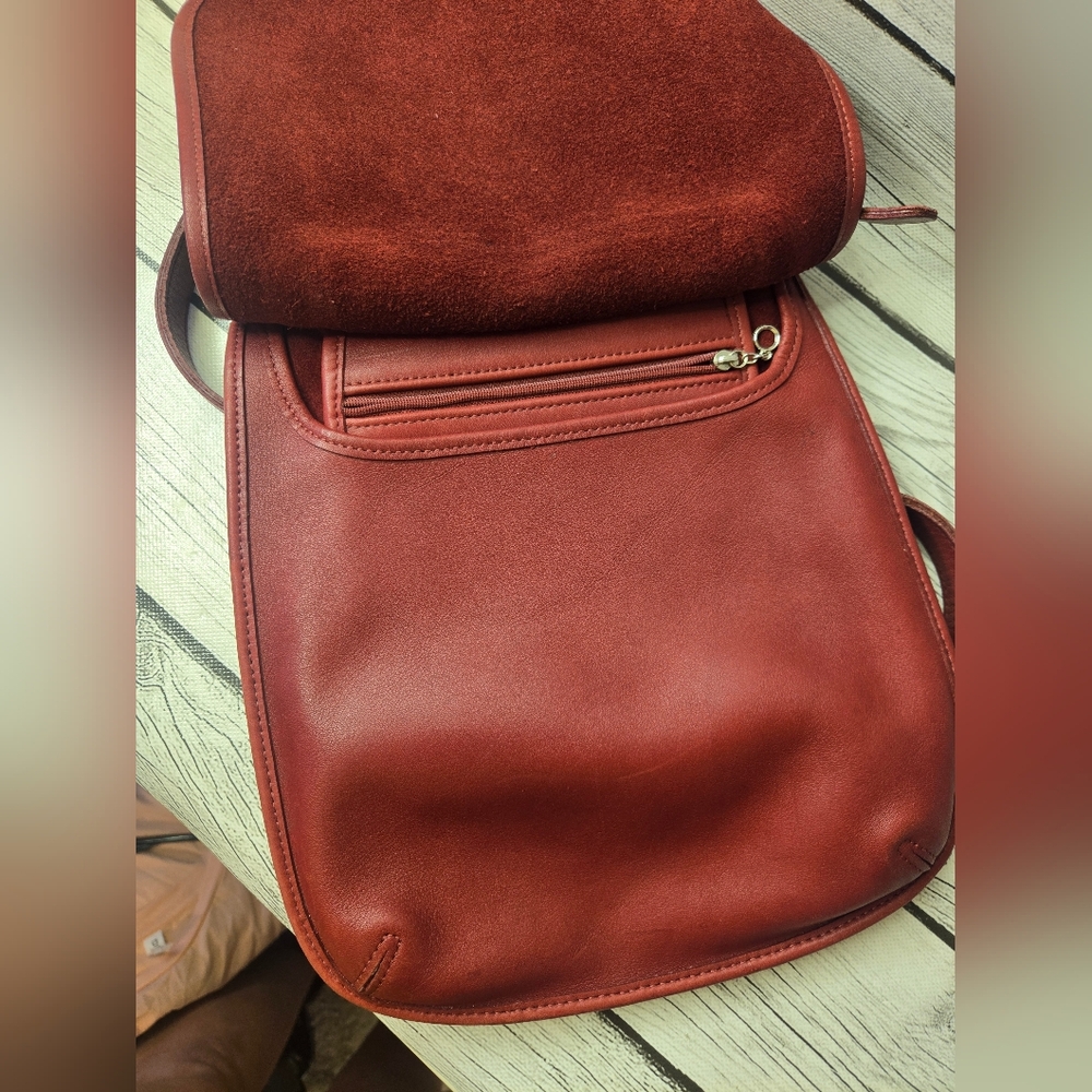 Coach Vintage RED Slim Saddle Flap Cross Body Leather Bag PurseStyle 9135 - Picture 8 of 12